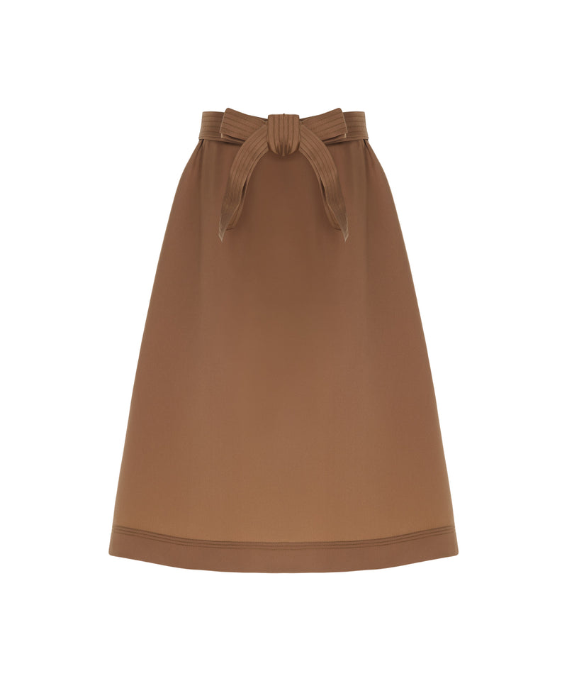 Machka Belted A-Line Skirt Dark Beige