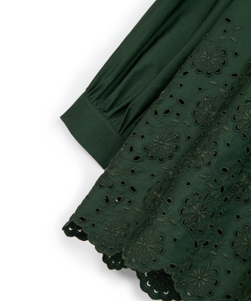 Machka Embroidered Oversize Blouse Green