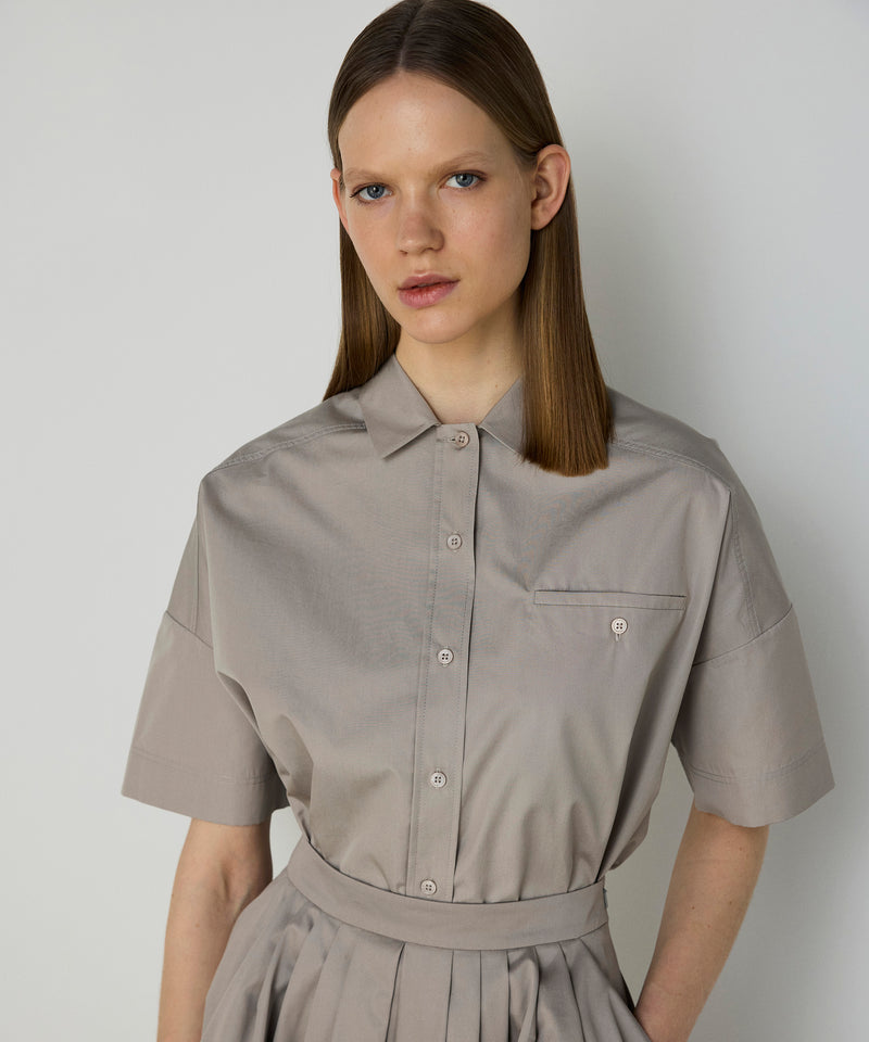 Machka Oversized Poplin Shirt Stone