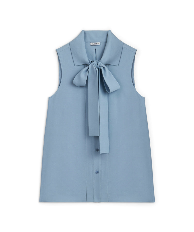 Machka Blouse With Tie Collar Blue