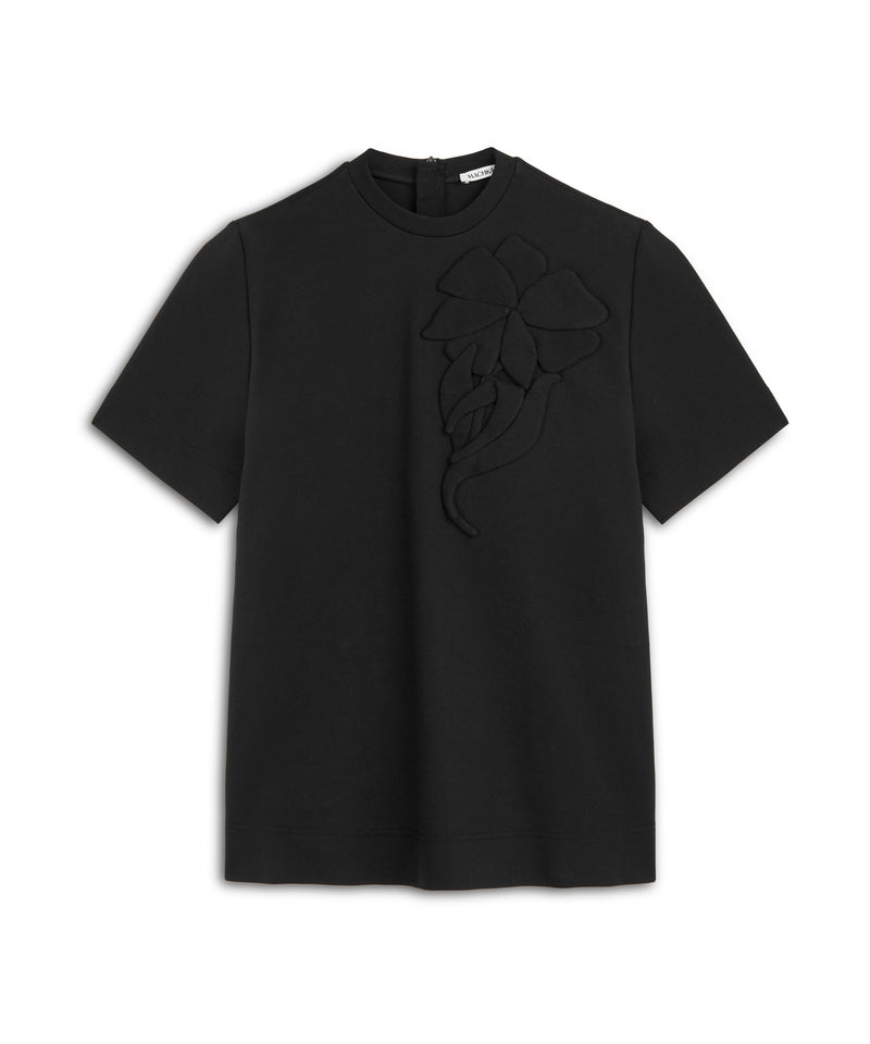 Machka Relaxed Fit T-Shirt With Floral Applique Black