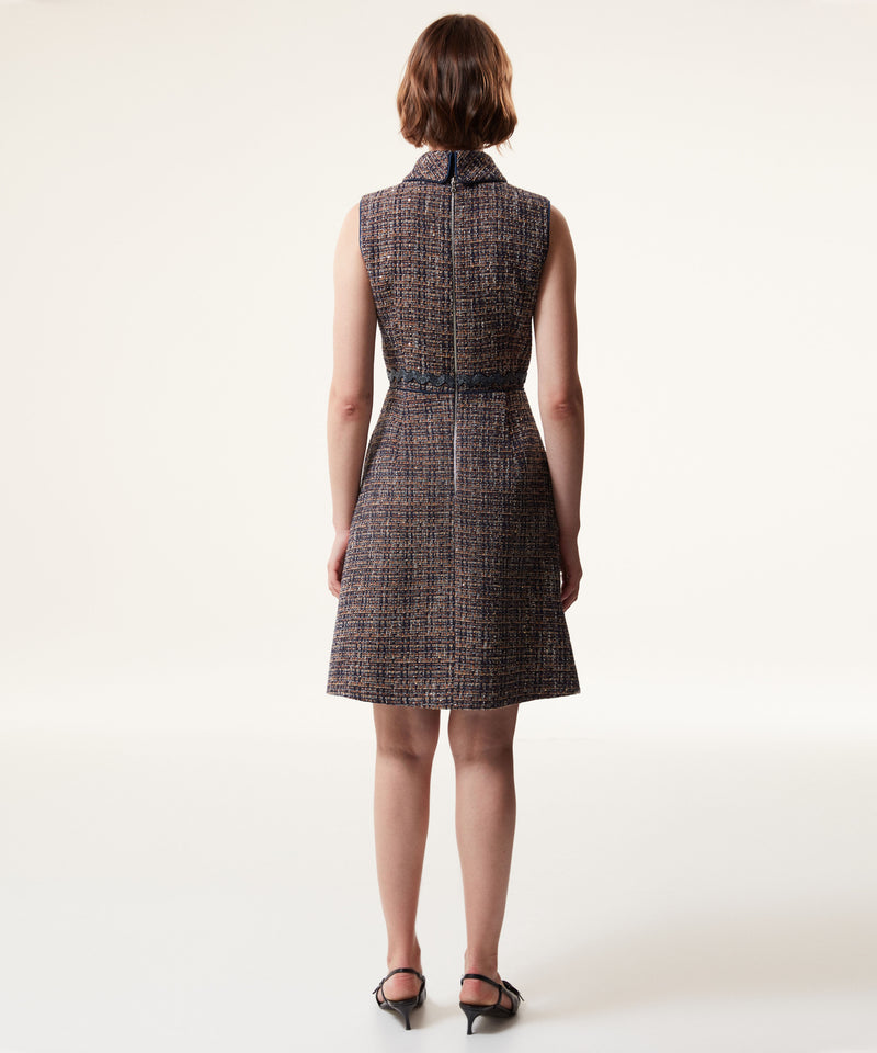 Machka Embroidered Tweed Short Dress Camel