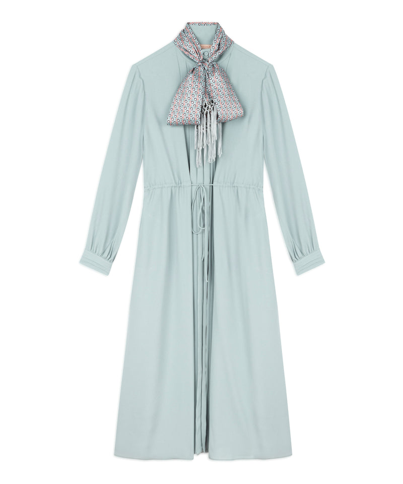 Machka Scarf Effect Midi Dress Light Blue