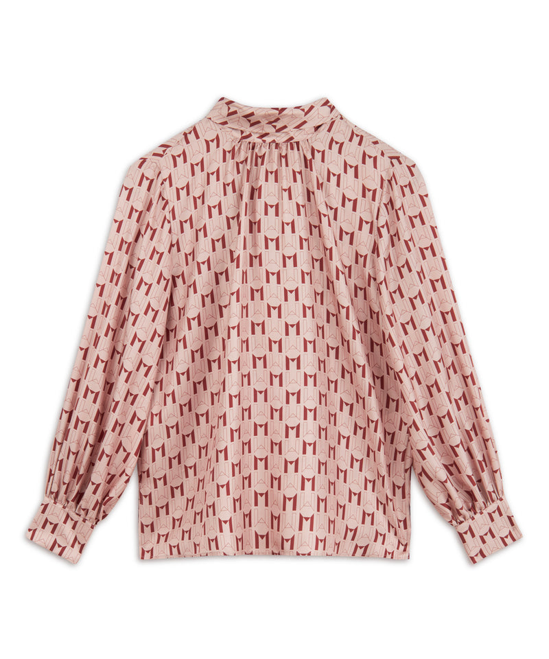 Machka Logo Printed Silk Blouse
 Powder