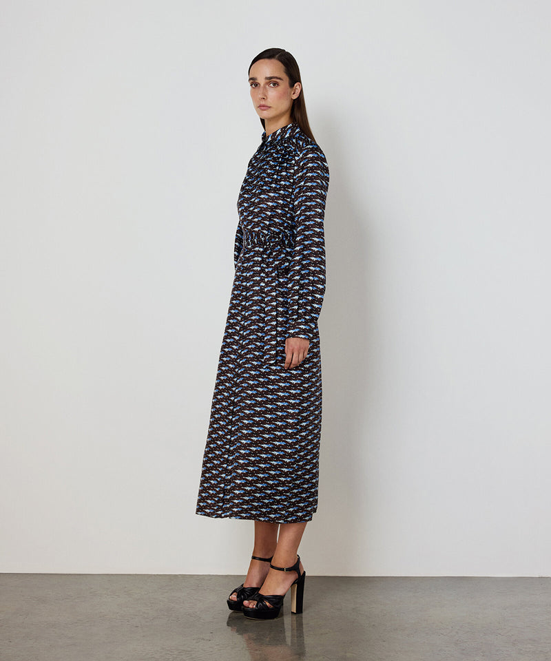 Machka Patterned Silk Dress Brown