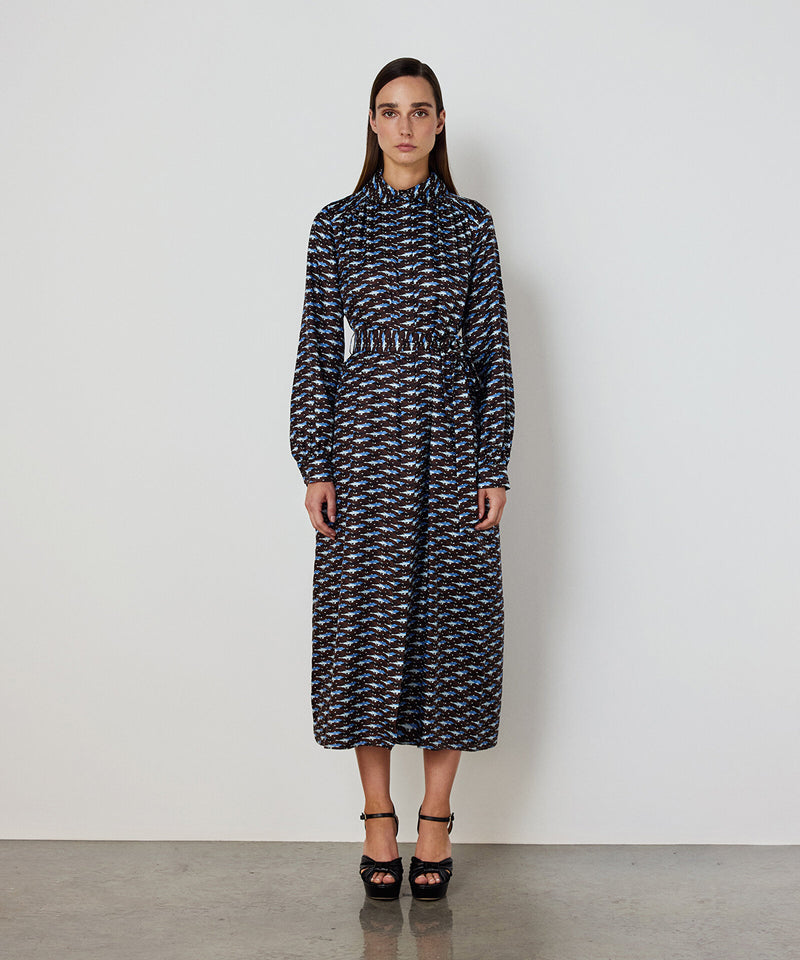 Machka Patterned Silk Dress Brown