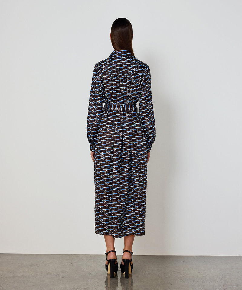 Machka Patterned Silk Dress Brown