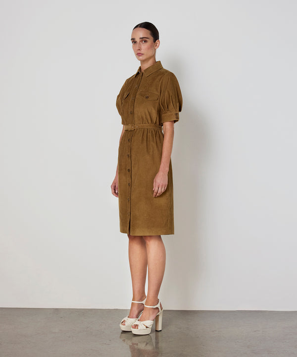 Machka Belted Velvet Dress Cinnamon