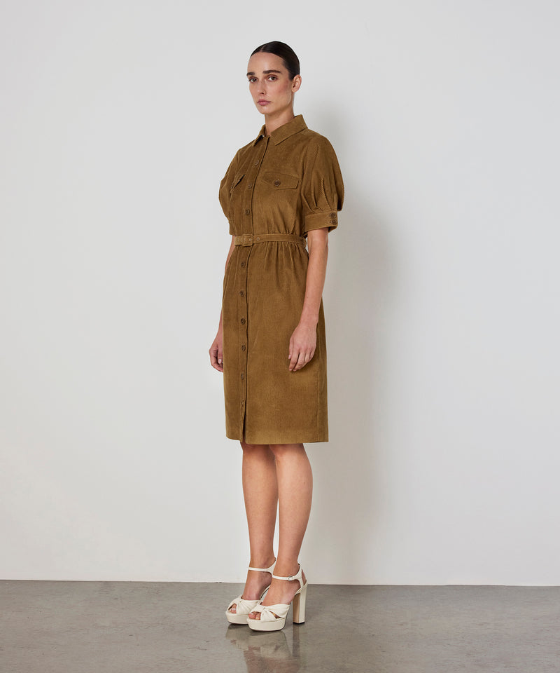 Machka Belted Velvet Dress Cinnamon