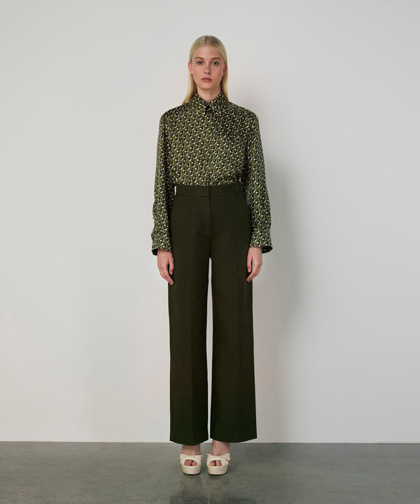 Machka Wide-Leg Trousers Dark Green