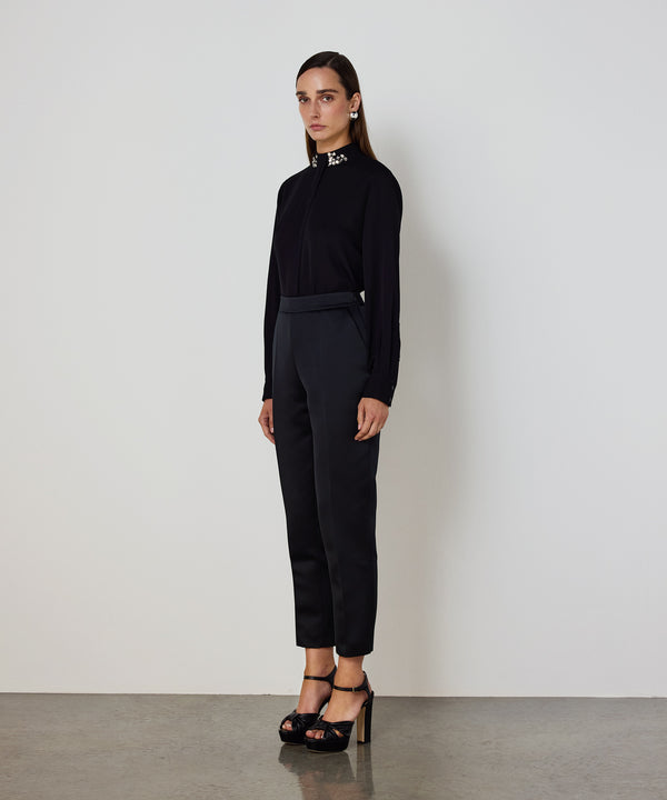 Machka Cigarette Fit Trousers With Crease Black