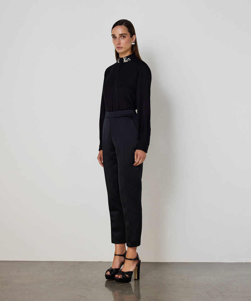 Machka Cigarette Fit Trousers With Crease Black