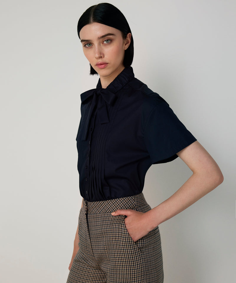Machka Houndstooth Pattern Wool Trousers Navy
