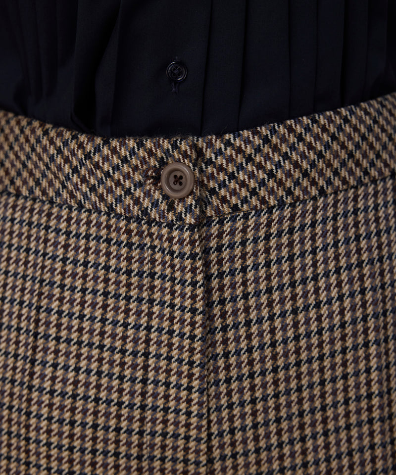 Machka Houndstooth Pattern Wool Trousers Navy