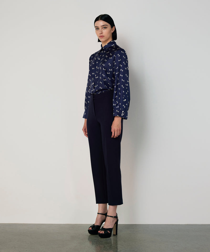 Machka Pocketed Cigarette Fit Trousers Navy