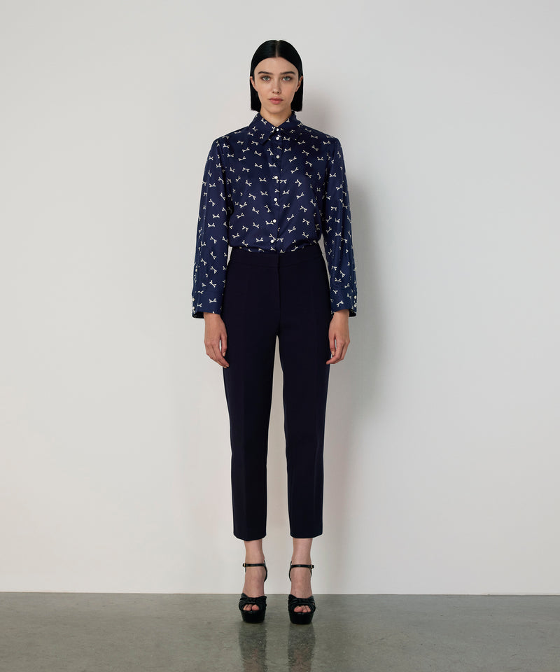 Machka Pocketed Cigarette Fit Trousers Navy