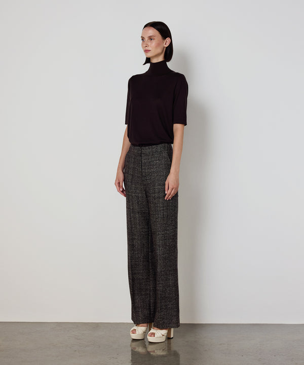Machka Wide-Leg Wool Trousers Dark Brown