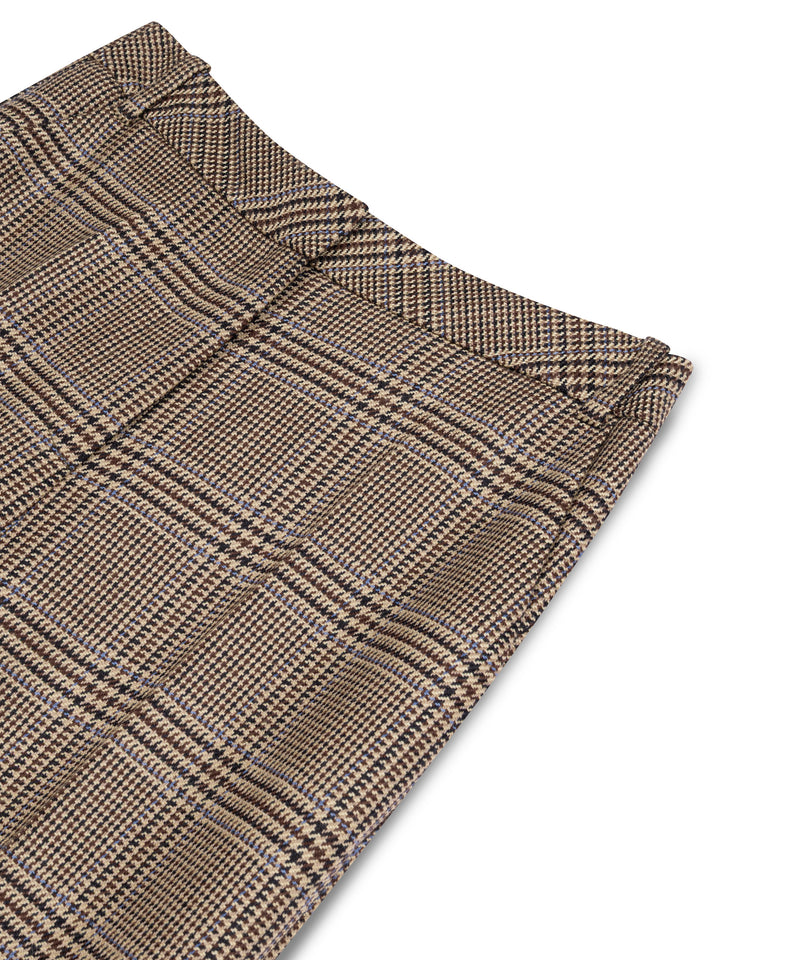 Machka Plaid Pattern Wool Trousers Dark Beige