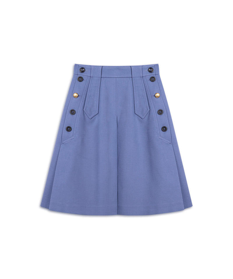Machka Mixed-Button A-Line Skirt Blue