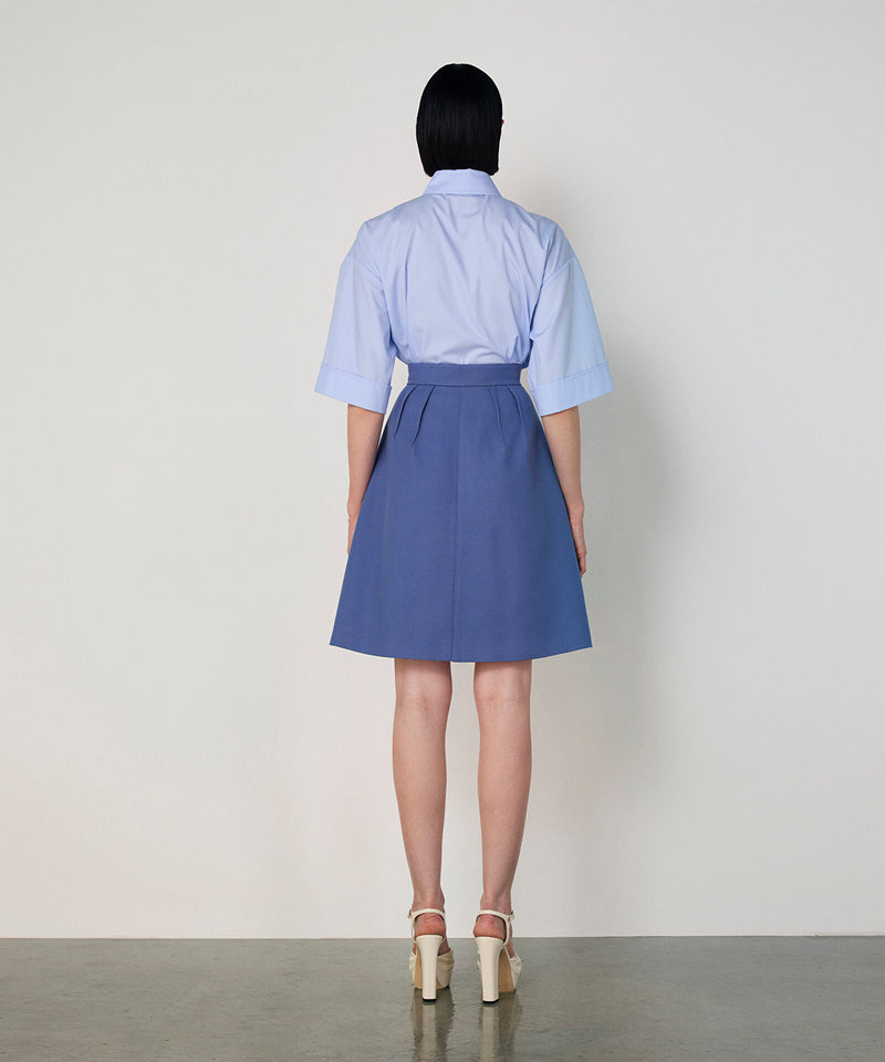 Machka Mixed-Button A-Line Skirt Blue