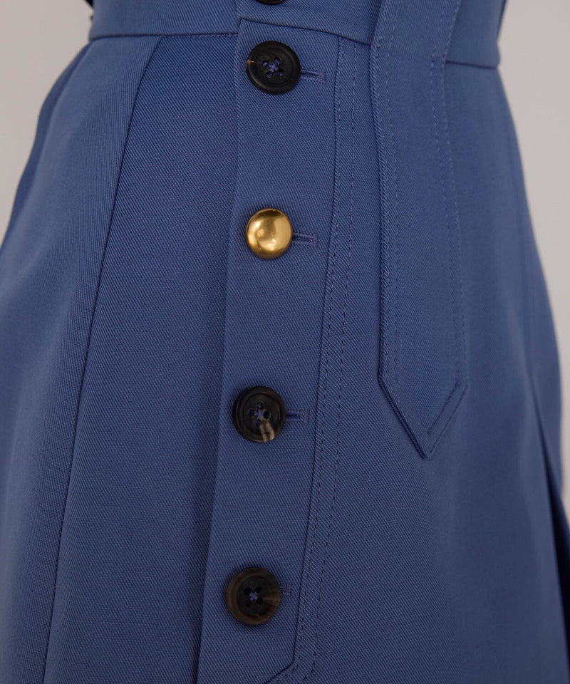 Machka Mixed-Button A-Line Skirt Blue