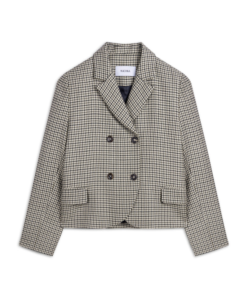 Machka Wool Blazer With Houndstooth Pattern Green
