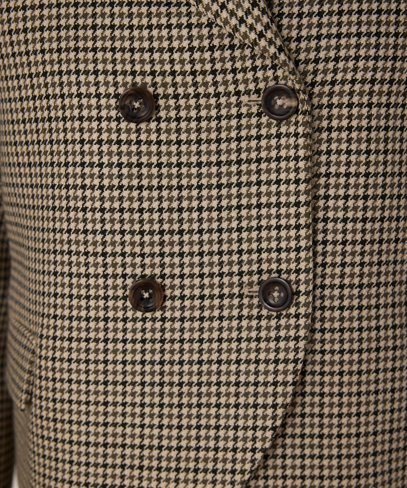 Machka Wool Blazer With Houndstooth Pattern Green