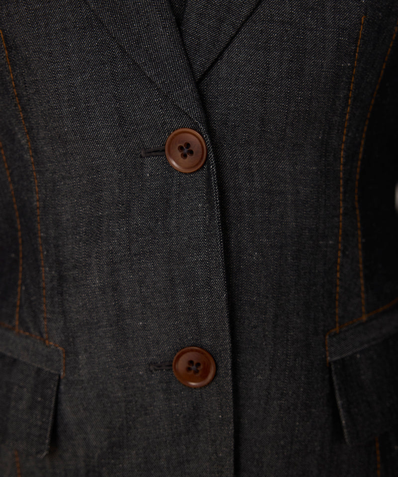 Machka Wool-Blend Blazer With Contrast Stitching Anthracite