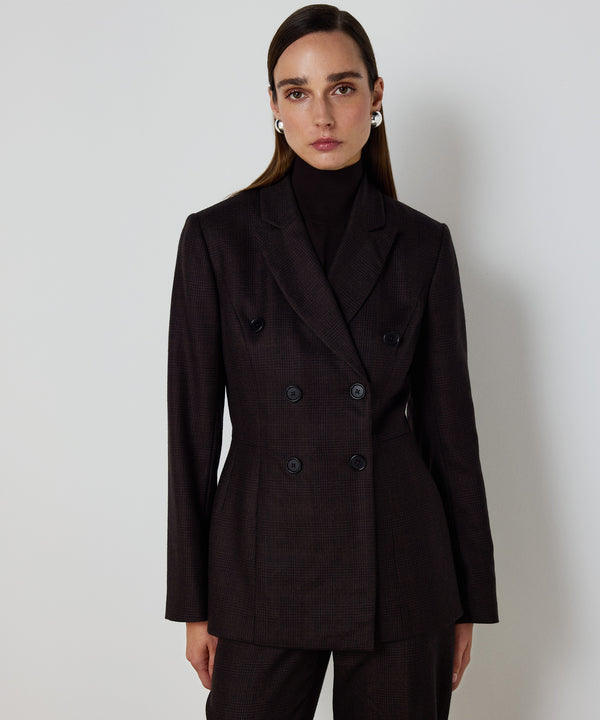 Machka Double-Breasted Blazer With Button Accessories Dark Brown