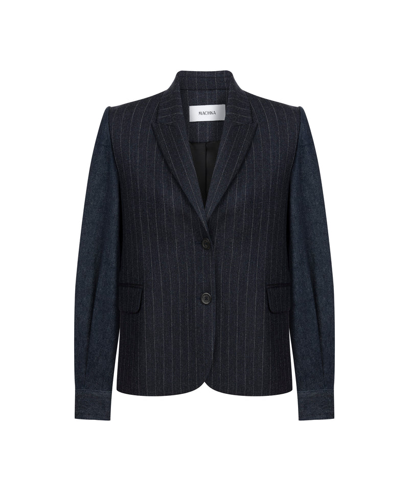 Machka Denim-Mix Wool Jacket Navy