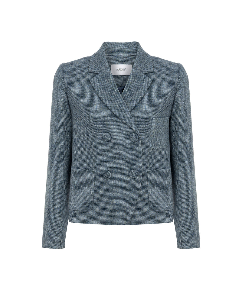 Machka Wool Blazer With Mixed Pockets Blue