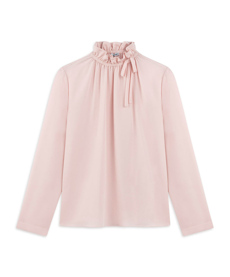 Machka Silk Blouse With Tie Collar Powder
