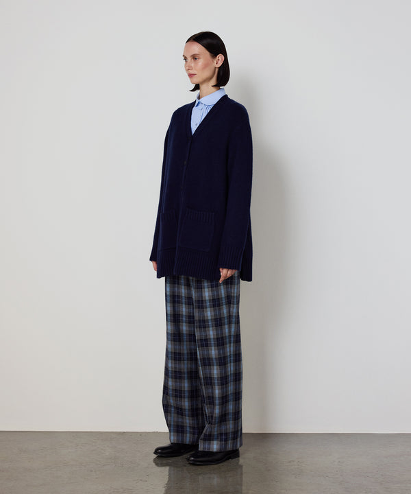 Machka Oversize V-Neck Knit Cardigan Navy