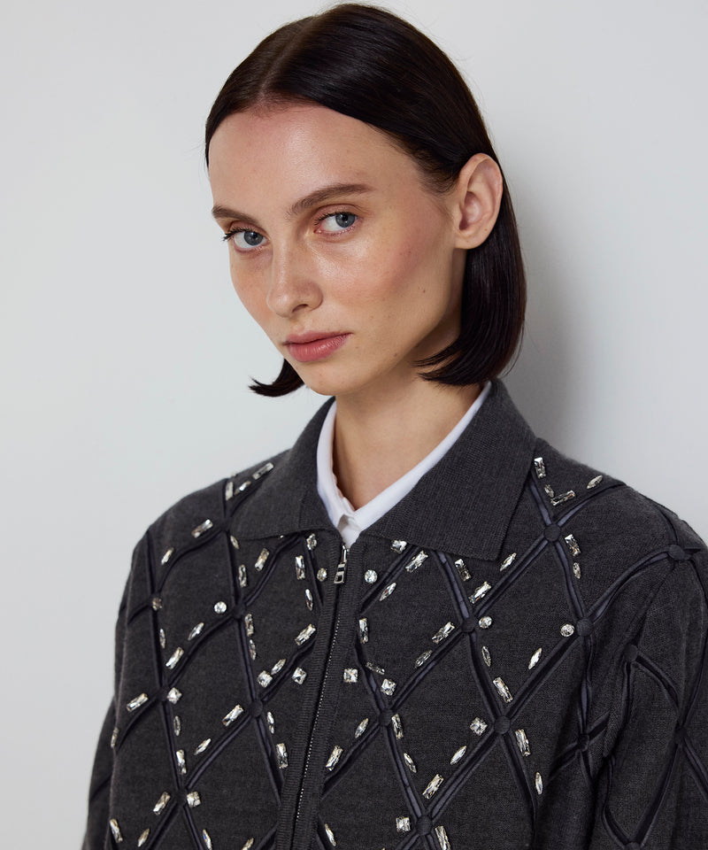 Machka Cutout Knit With Strass Embellishments Anthracite Melange-Grey