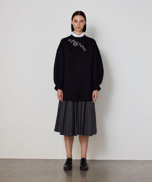 Machka Sweatshirt With Modular Floral Embroidery Black