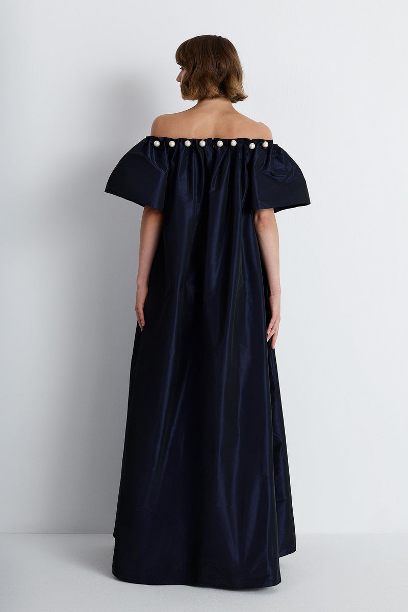 Nean Pearl-Embellished Maxi Dress Navy