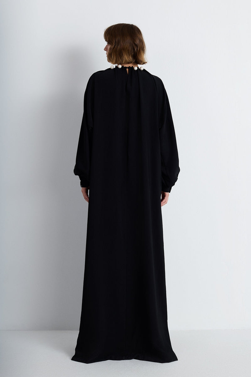 Nean Pearl-Embellished Maxi Dress Black