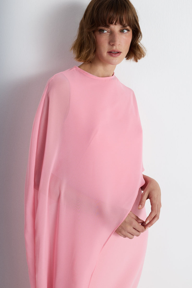 Nean Asymmetrical Cape Gown Pink