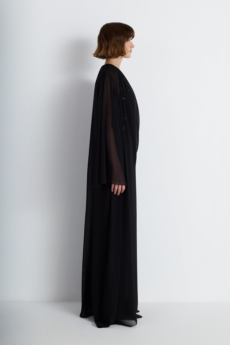 Nean Embellished Draped Kaftan Gown Black