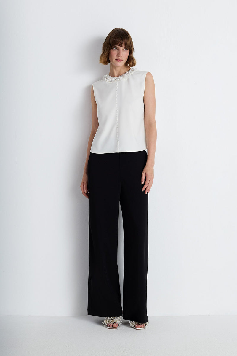 Nean Wide-Leg Tailored Trousers Black