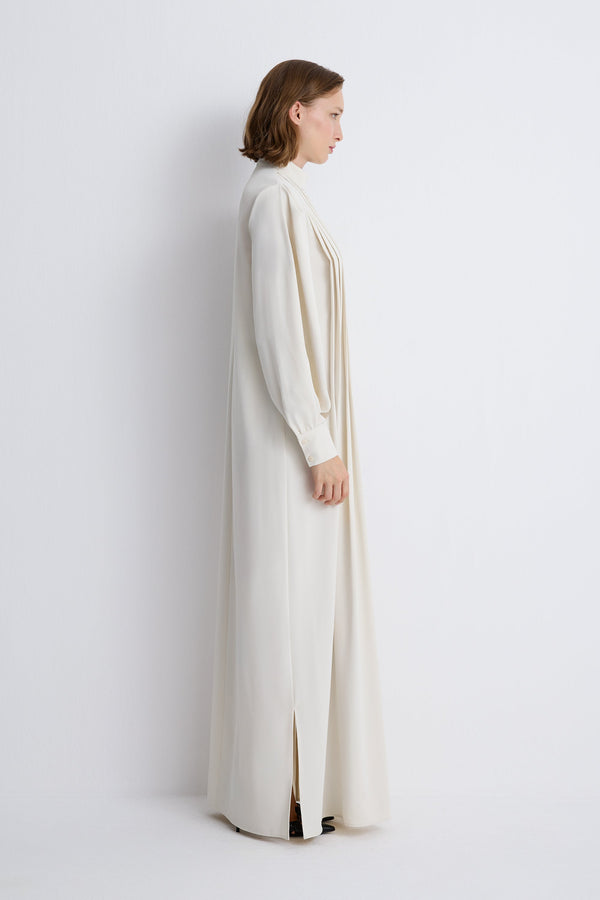 Nean Pleated Long Sleeve Dress Off White