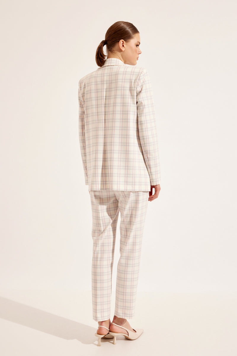 Setre Plaid Pattern Suit Ecru