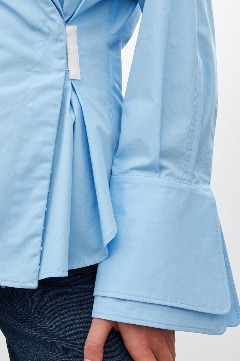 Setre Asymmetric Closure With Waist Detail Shirt  Blue