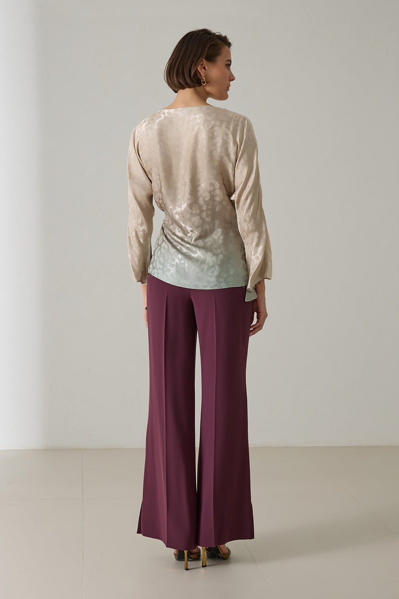 Setre Asymmetric Relaxed Cut Patterned Blouse Beige