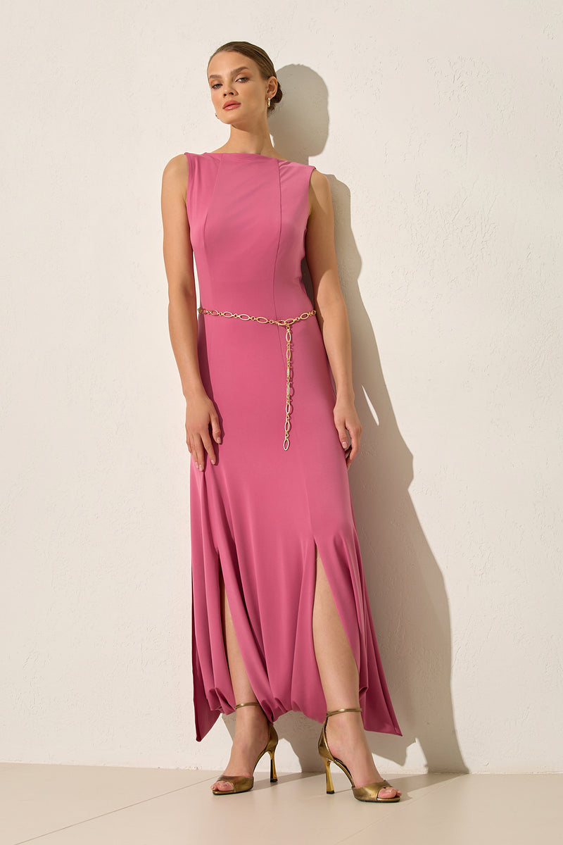 Setre Slit Detailed Sleeveless Dress Pink