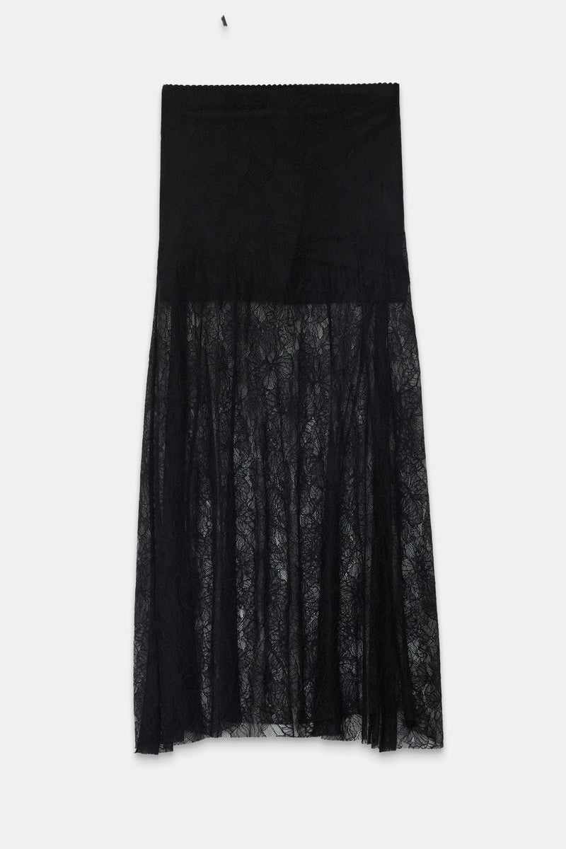 Setre Transparent And Lace Detailed Skirt Black