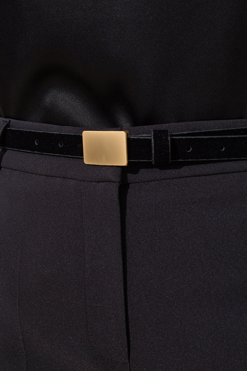 Setre Belted Crop Solid Trousers Black