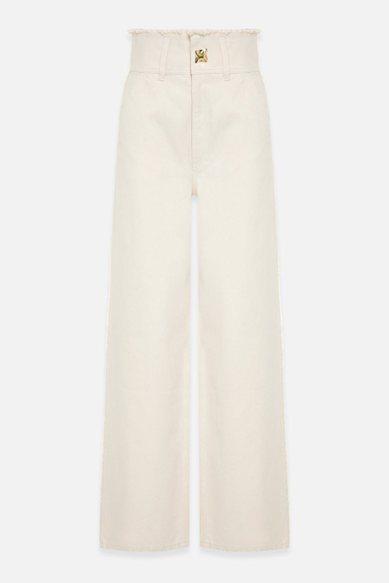 Setre Cotton Waist And Pocket Detailed Relaxed Fit Trousers Beige