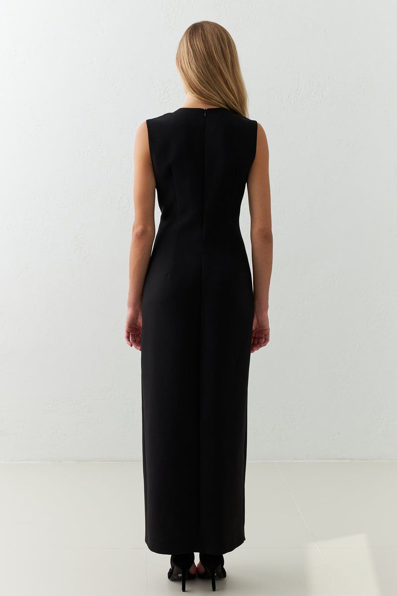 Setre Low-Cut Bow Detail Sleeveless Dress Black