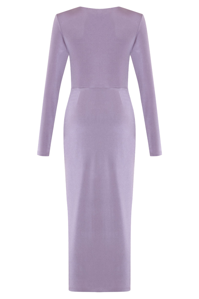 Setre V-Neck Pleated Detail Dress Lilac